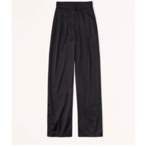Abercrombie & Fitch Black Tailored Satin Wide Leg Pant